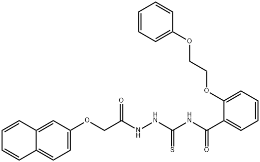 N-({2-[(2-naphthyloxy)acetyl]hydrazino}carbonothioyl)-2-(2-phenoxyethoxy)benzamide 结构式