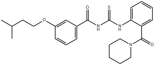 3-(3-methylbutoxy)-N-({[2-(1-piperidinylcarbonyl)phenyl]amino}carbonothioyl)benzamide 结构式