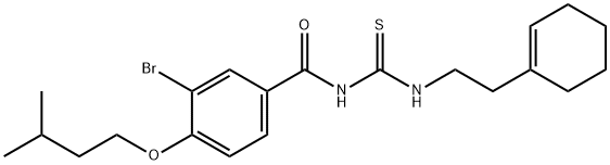 3-bromo-N-({[2-(1-cyclohexen-1-yl)ethyl]amino}carbonothioyl)-4-(3-methylbutoxy)benzamide 结构式