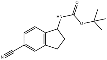 (5-氰基-2,3-二氢-1H-茚-1-基)氨基甲酸叔丁酯 结构式
