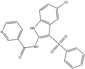 3-Pyridinecarboxamide, N-[5-chloro-3-(phenylsulfonyl)-1H-indol-2-yl]-