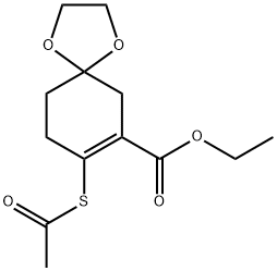 8-ACETYLSULFANYL-1,4-DIOXA-SPIRO[4.5]DEC-7-ENE-7-CARBOXYLIC ACID ETHYL ESTER 结构式