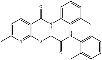 4,6-dimethyl-2-[2-(2-methylanilino)-2-oxoethyl]sulfanyl-N-(3-methylphenyl)pyridine-3-carboxamide 结构式