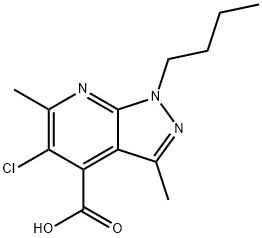 1-丁基-5-氯-3,6-二甲基-1H-吡唑并[3,4-B]吡啶-4-羧酸 结构式