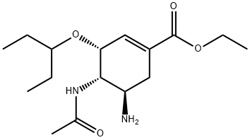(3R,4S,5R)-4-乙酰氨基-5-氨基-3(1-乙丙氧基)-1-环己烯-1-羧酸乙酯磷酸盐 结构式