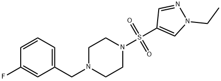 1-[(1-ethyl-1H-pyrazol-4-yl)sulfonyl]-4-(3-fluorobenzyl)piperazine 结构式