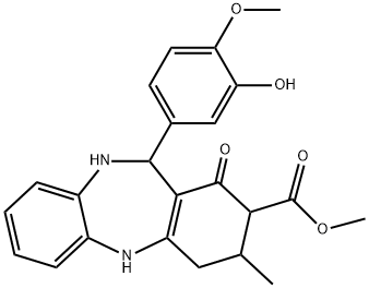 methyl 11-(3-hydroxy-4-methoxyphenyl)-3-methyl-1-oxo-2,3,4,5,10,11-hexahydro-1H-dibenzo[b,e][1,4]diazepine-2-carboxylate 结构式