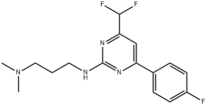 N-[4-(difluoromethyl)-6-(4-fluorophenyl)pyrimidin-2-yl]-N',N'-dimethylpropane-1,3-diamine 结构式