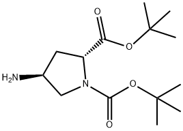 1,2-Pyrrolidinedicarboxylic acid, 4-amino-, 1,2-bis(1,1-dimethylethyl) ester, (2R,4S)- 结构式