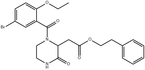 2-phenylethyl [1-(5-bromo-2-ethoxybenzoyl)-3-oxo-2-piperazinyl]acetate 结构式