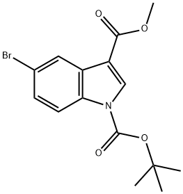 5-溴-1H-吲哚-1,3-二羧酸-1-叔丁基-3-甲基酯 结构式