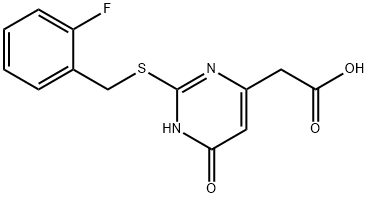 2-(2-((2-氟苄基)硫代)-6-羟基嘧啶-4-基)乙酸 结构式