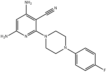 4,6-Diamino-2-[4-(4-fluoro-phenyl)-piperazin-1-yl]-nicotinonitrile 结构式