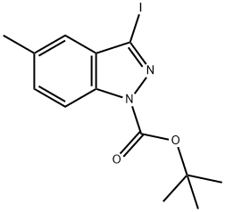 叔-丁基 3-碘-5-甲基-1H-吲唑-1-甲酸基酯 结构式