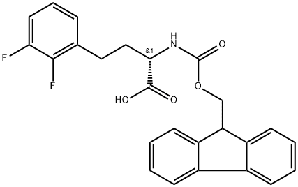 (S)-2-((((9H-芴-9-基)甲氧基)羰基)氨基)-4-(2,3-二氟苯基)丁酸 结构式