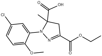 1-(5-chloro-2-methoxyphenyl)-3-(ethoxycarbonyl)-5-methyl-4,5-dihydro-1H-pyrazole-5-carboxylic acid 结构式