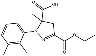 1-(2,3-dimethylphenyl)-3-(ethoxycarbonyl)-5-methyl-4,5-dihydro-1H-pyrazole-5-carboxylic acid 结构式