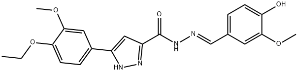 (E)-3-(4-ethoxy-3-methoxyphenyl)-N-(4-hydroxy-3-methoxybenzylidene)-1H-pyrazole-5-carbohydrazide 结构式