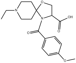 8-ethyl-4-(4-methoxybenzoyl)-1-oxa-4,8-diazaspiro[4.5]decane-3-carboxylic acid 结构式