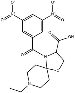 4-(3,5-dinitrobenzoyl)-8-ethyl-1-oxa-4,8-diazaspiro[4.5]decane-3-carboxylic acid 结构式