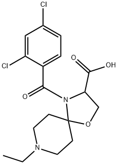 4-(2,4-dichlorobenzoyl)-8-ethyl-1-oxa-4,8-diazaspiro[4.5]decane-3-carboxylic acid 结构式