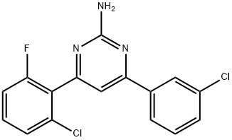 4-(2-chloro-6-fluorophenyl)-6-(3-chlorophenyl)pyrimidin-2-amine 结构式