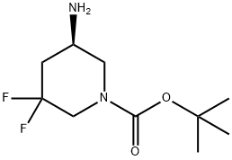叔-丁基 (5R)-5-氨基-3,3-二氟哌啶-1-甲酸基酯 结构式