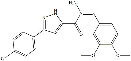 (E)-3-(4-chlorophenyl)-N-(3,4-dimethoxybenzylidene)-1H-pyrazole-5-carbohydrazide 结构式