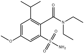 N,N-二乙基-2-异丙基-4-甲氧基-6-氨磺酰苯甲酰胺 结构式