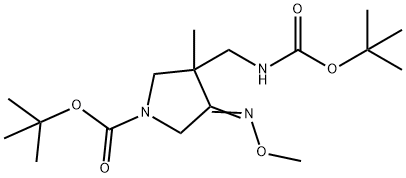 叔-丁基 3-(((叔-丁氧羰基)氨基)甲基)-4-(甲氧基氨亚基)-3-甲基吡咯烷-1-甲酸基酯 结构式
