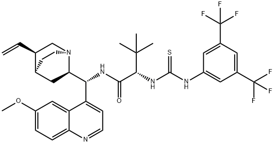 (2S)-2-[[[[3,5-双(三氟甲基)苯基]氨基]硫代甲基]氨基]-N-[(9R)-6'-甲氧基奎宁-9-基]-3,3-二甲基丁酰胺 结构式