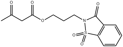 3-(1,1-二氧负基-3-氧亚基苯并[D]异噻唑-2(3H)-基)丙基 3-氧亚基丁酯 结构式