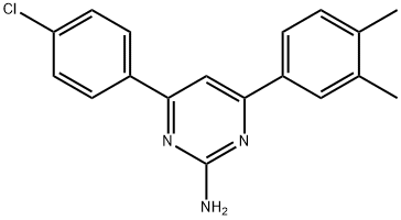 4-(4-chlorophenyl)-6-(3,4-dimethylphenyl)pyrimidin-2-amine 结构式