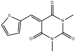 1,3-dimethyl-5-(thiophen-2-ylmethylene)pyrimidine-2,4,6(1H,3H,5H)-trione 结构式