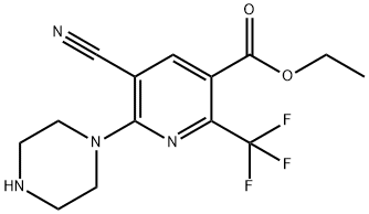 乙基 5-氰基-6-(哌嗪-1-基)-2-(三氟甲基)尼古丁酯 结构式