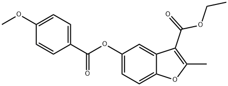 ethyl 5-((4-methoxybenzoyl)oxy)-2-methylbenzofuran-3-carboxylate 结构式