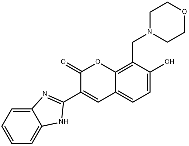 3-(1H-benzo[d]imidazol-2-yl)-7-hydroxy-8-(morpholinomethyl)-2H-chromen-2-one 结构式