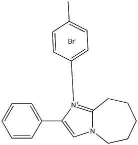 2-phenyl-1-(p-tolyl)-6,7,8,9-tetrahydro-5H-imidazo[1,2-a]azepin-1-ium bromide 结构式