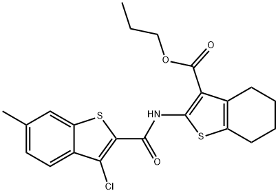 propyl 2-[(3-chloro-6-methyl-1-benzothiophene-2-carbonyl)amino]-4,5,6,7-tetrahydro-1-benzothiophene-3-carboxylate 结构式