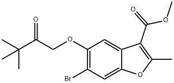 methyl 6-bromo-5-(3,3-dimethyl-2-oxobutoxy)-2-methylbenzofuran-3-carboxylate 结构式