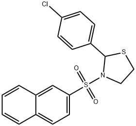 2-(4-chlorophenyl)-3-(naphthalen-2-ylsulfonyl)thiazolidine 结构式