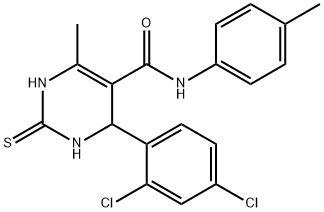 4-(2,4-dichlorophenyl)-6-methyl-2-thioxo-N-(p-tolyl)-1,2,3,4-tetrahydropyrimidine-5-carboxamide 结构式