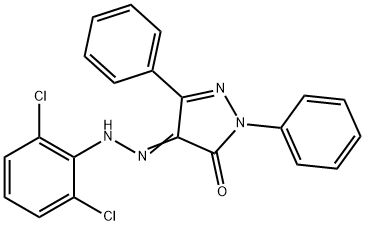4-[(2,6-dichlorophenyl)hydrazono]-2,5-diphenyl-2,4-dihydro-3H-pyrazol-3-one 结构式