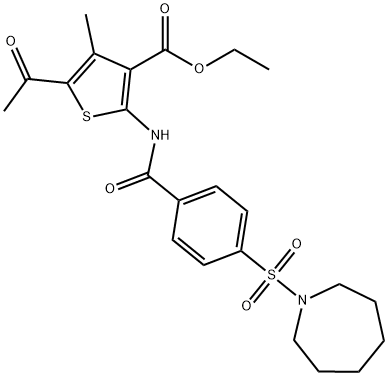 ethyl 5-acetyl-2-(4-(azepan-1-ylsulfonyl)benzamido)-4-methylthiophene-3-carboxylate 结构式