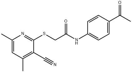 N-(4-乙酰基苯基)-2-((3-氰基-4,6-二甲基吡啶-2-基)硫基)乙酰胺 结构式