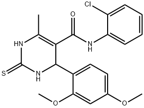 N-(2-chlorophenyl)-4-(2,4-dimethoxyphenyl)-6-methyl-2-thioxo-1,2,3,4-tetrahydropyrimidine-5-carboxamide 结构式