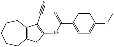 N-(3-cyano-5,6,7,8-tetrahydro-4H-cyclohepta[b]thiophen-2-yl)-4-methoxybenzamide 结构式