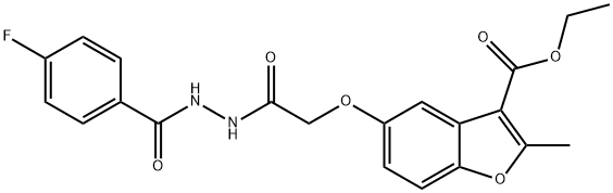 ethyl 5-(2-(2-(4-fluorobenzoyl)hydrazinyl)-2-oxoethoxy)-2-methylbenzofuran-3-carboxylate 结构式