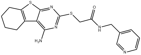 2-((4-amino-5,6,7,8-tetrahydrobenzo[4,5]thieno[2,3-d]pyrimidin-2-yl)thio)-N-(pyridin-3-ylmethyl)acetamide 结构式