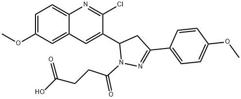4-(5-(2-chloro-6-methoxyquinolin-3-yl)-3-(4-methoxyphenyl)-4,5-dihydro-1H-pyrazol-1-yl)-4-oxobutanoic acid 结构式